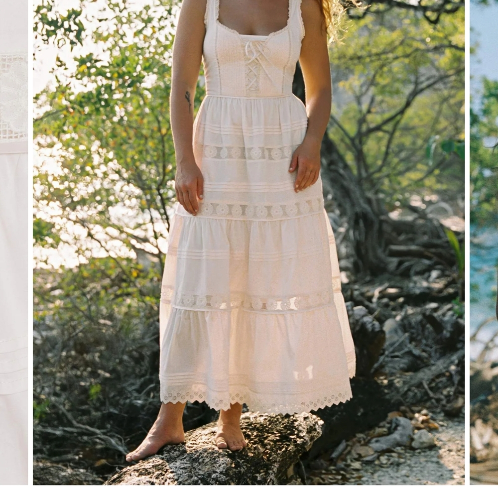 NWT Christy Dawn White Tiered Ruffled Maxi Sundress